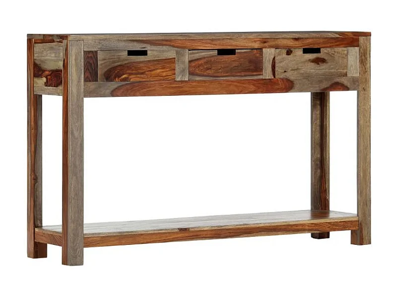 Console 3 tiroirs sesham massif foncé Mika