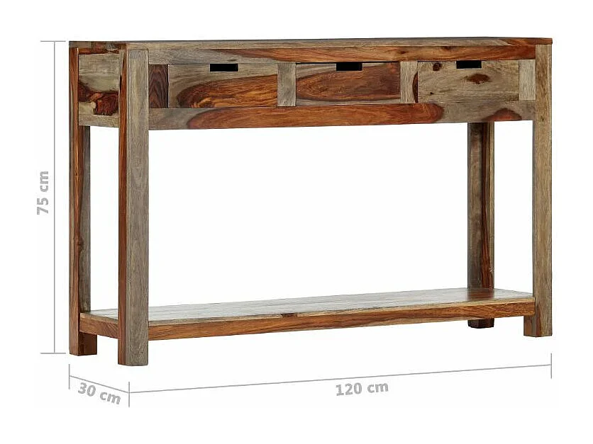 Console 3 tiroirs sesham massif foncé Mika