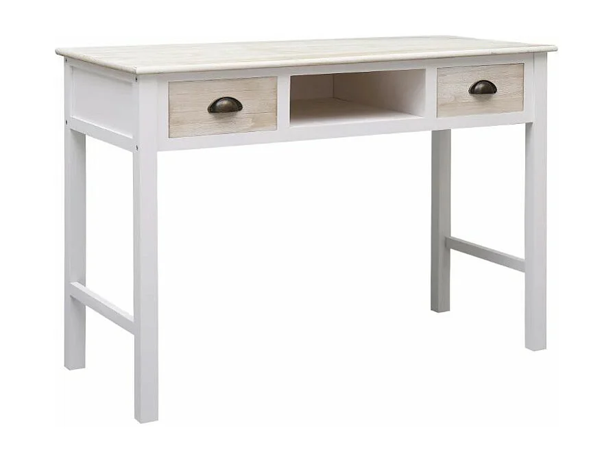 Console 2 tiroirs 1 niche paulownia clair et blanc Amatar