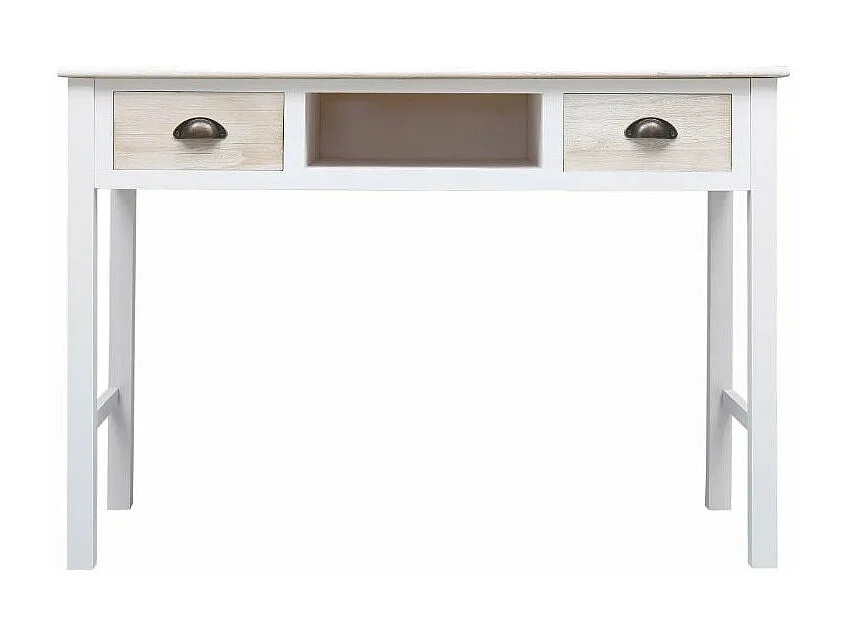 Console 2 tiroirs 1 niche paulownia clair et blanc Amatar