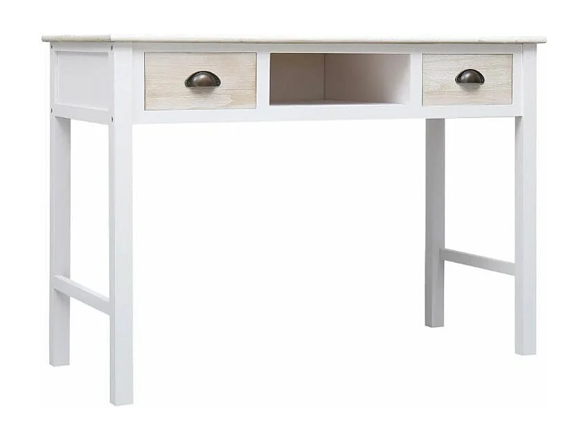 Console 2 tiroirs 1 niche paulownia clair et blanc Amatar