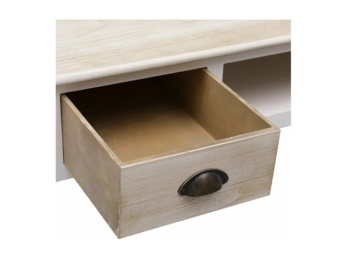 Console 2 tiroirs 1 niche paulownia clair et blanc Amatar