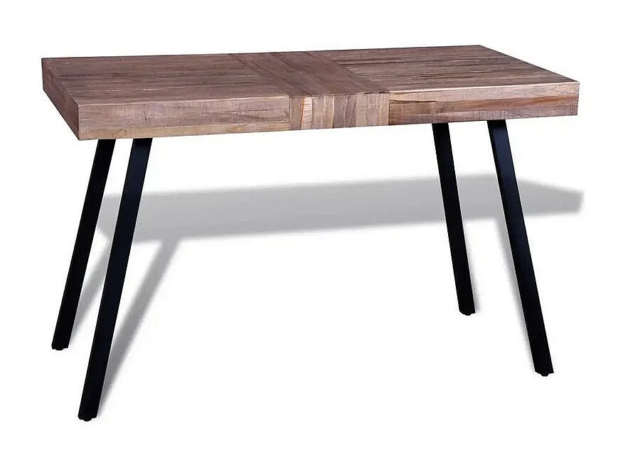 Console teck massif foncé et pieds métal noir Ambun