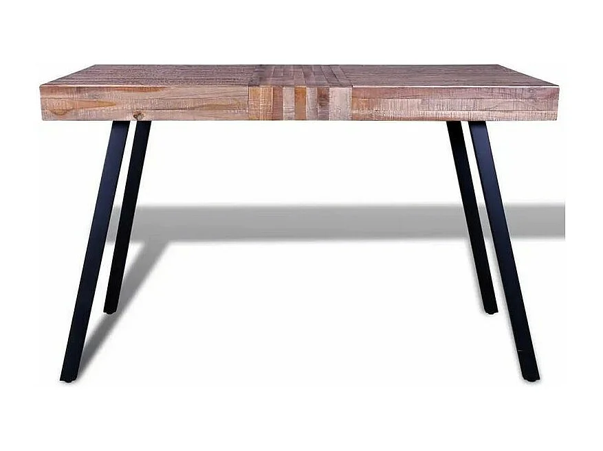 Console teck massif foncé et pieds métal noir Ambun