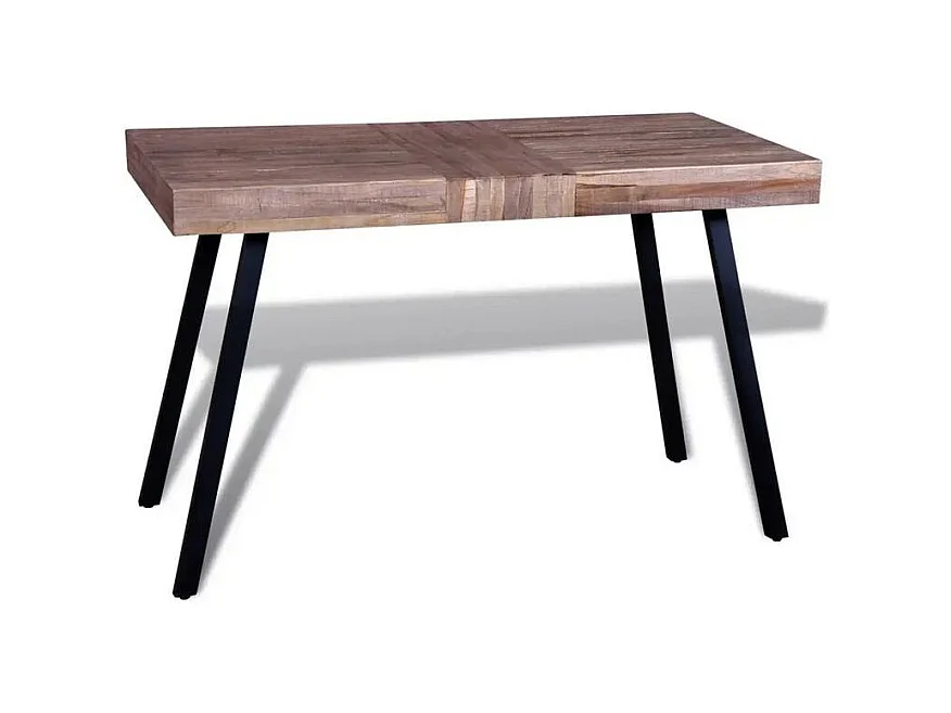 Console teck massif foncé et pieds métal noir Ambun