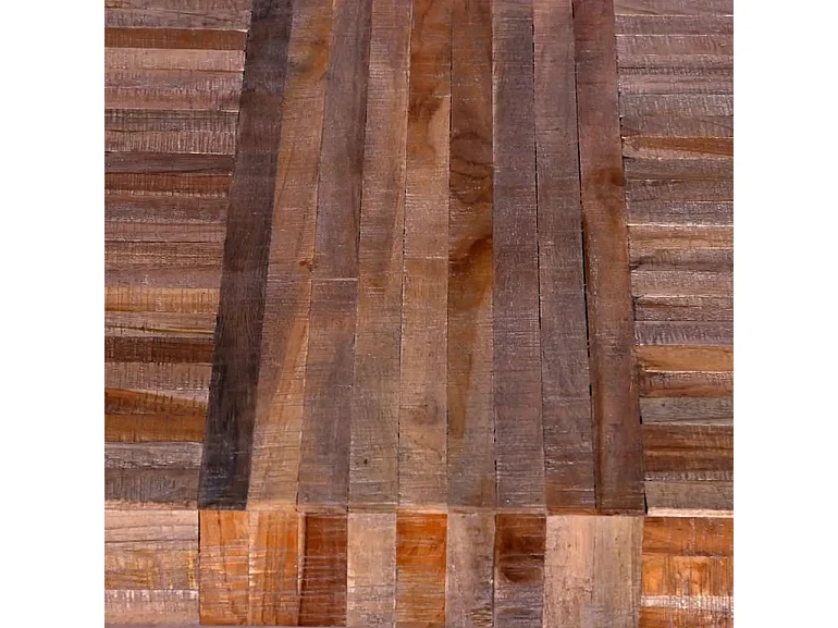 Console teck massif foncé et pieds métal noir Ambun