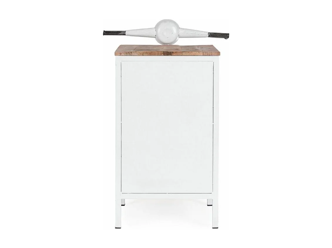 Console bar Vespa acier bleu et blanc mat avec étagere 104cm