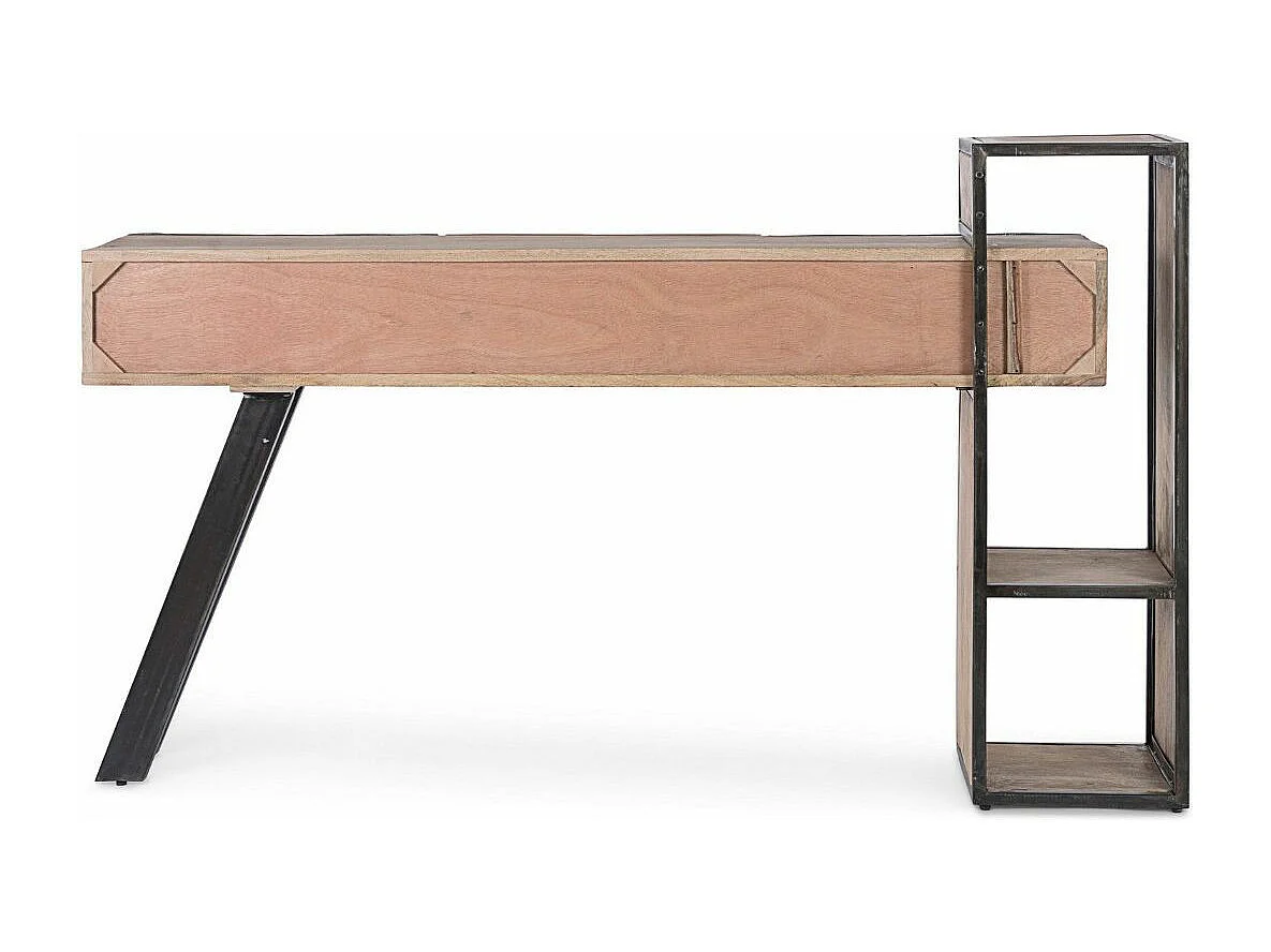 Console 3 tiroirs industrielle bois de manguier recyclé et acier noir Kramer 160cm