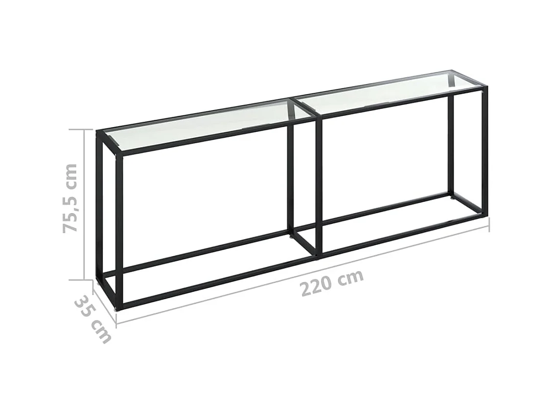 Table console Transparent 220x35x75,5 Verre trempé