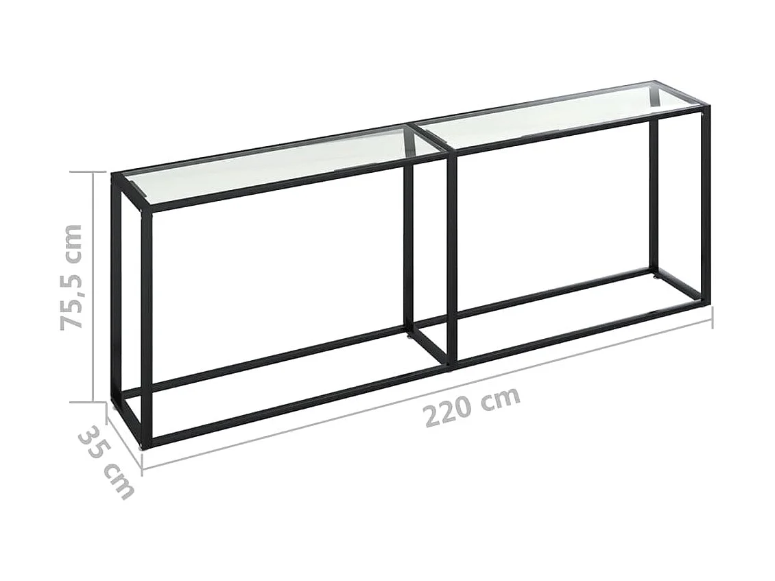 Table console Transparent 220x35x75,5 Verre trempé