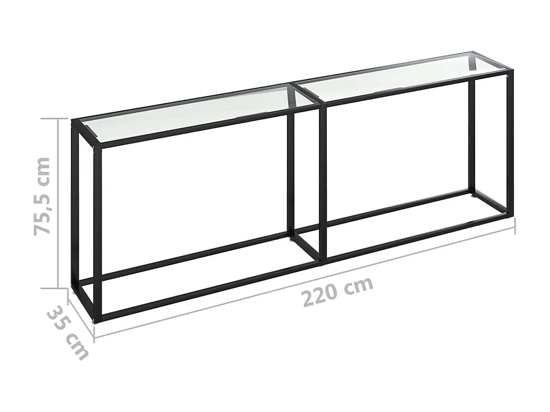 Table console Transparent 220x35x75,5 Verre trempé