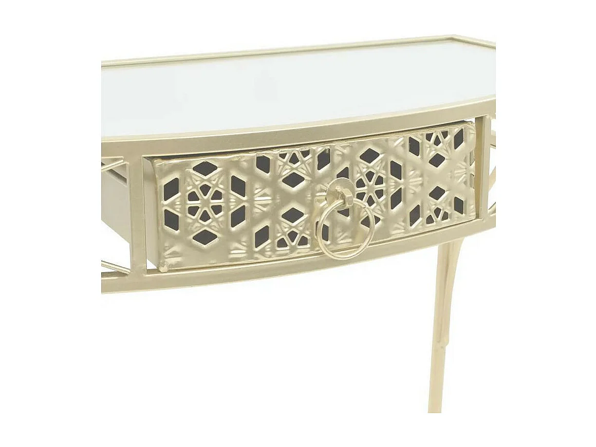 Console 1 tiroir verre et métal doré Tovmi