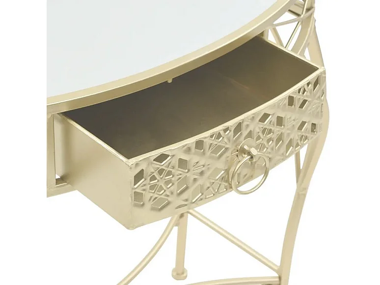 Console 1 tiroir verre et métal doré Tovmi