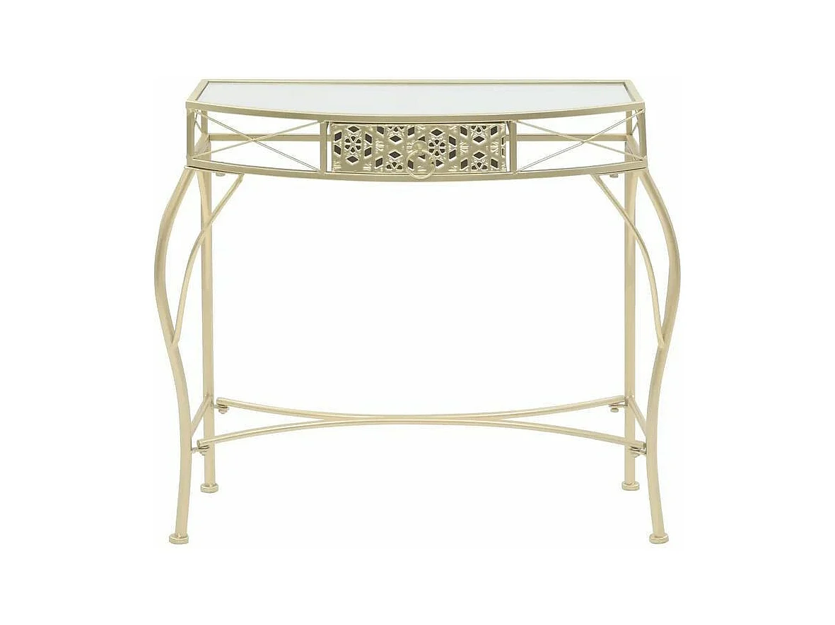 Console 1 tiroir verre et métal doré Tovmi