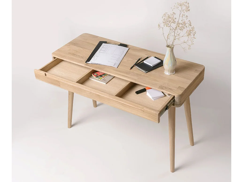 Dezira witgekalkte massief eikenhouten console 110 cm