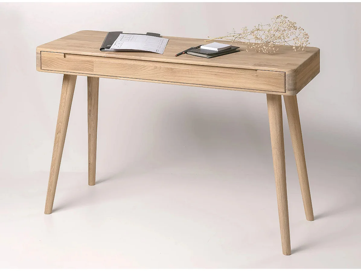 Dezira witgekalkte massief eikenhouten console 110 cm