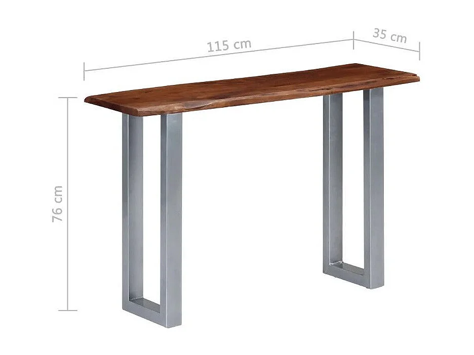 Console acacia massif foncé et métal gris Miji