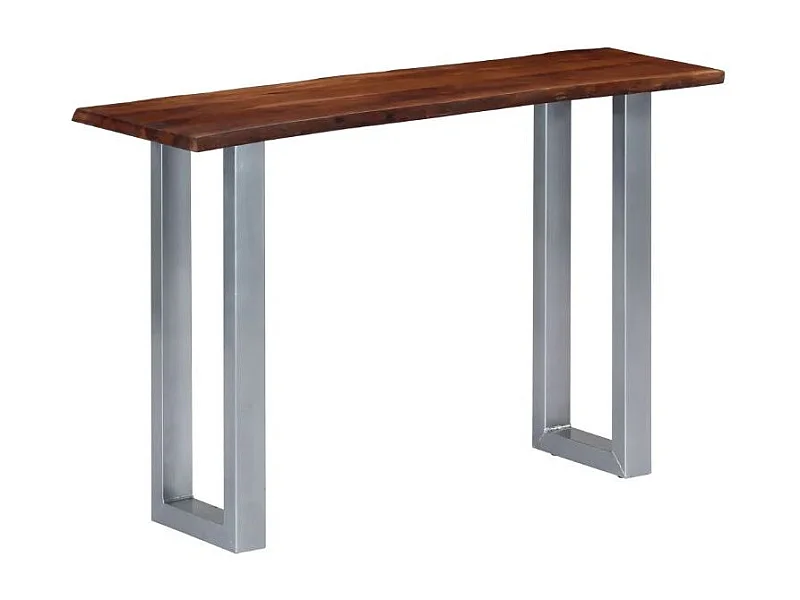 Console acacia massif foncé et métal gris Miji