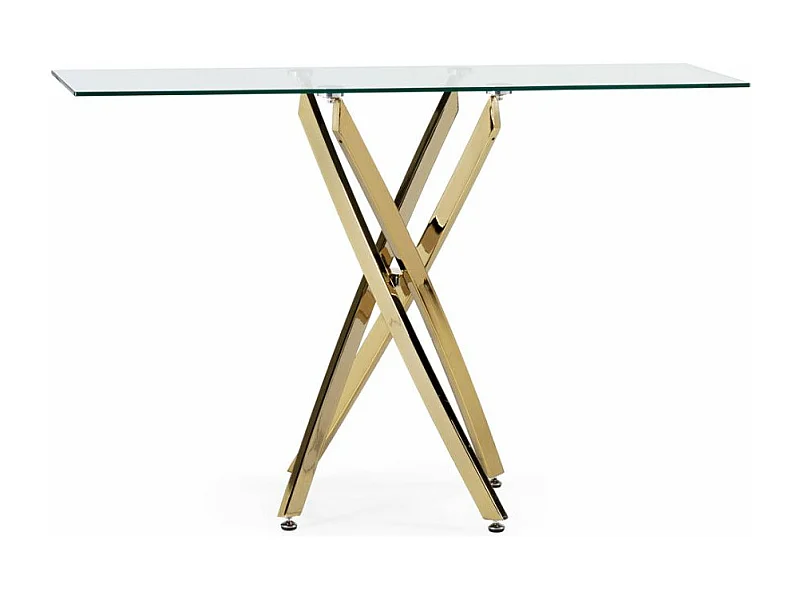 Console fixe design en acier doré et verre trempé Kizoa 120cm