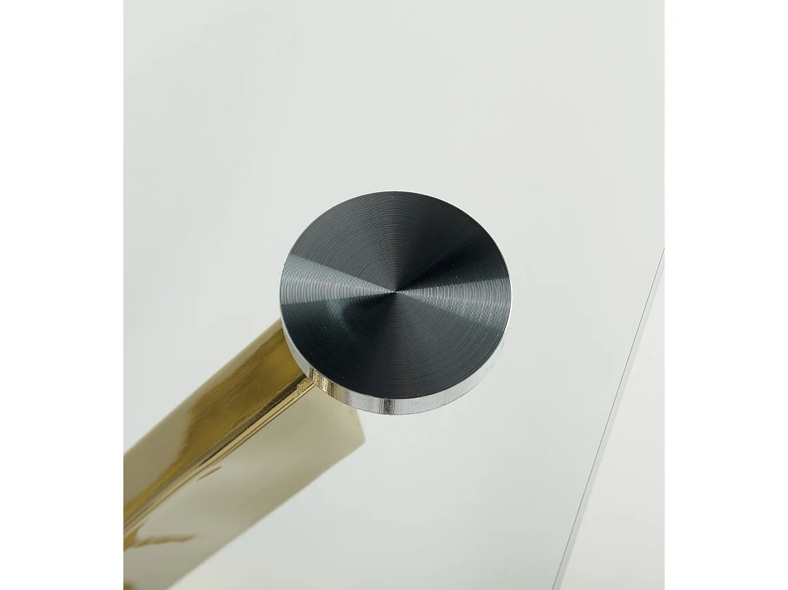 Consola fija de diseño en acero dorado y cristal templado Kizoa 120 cm