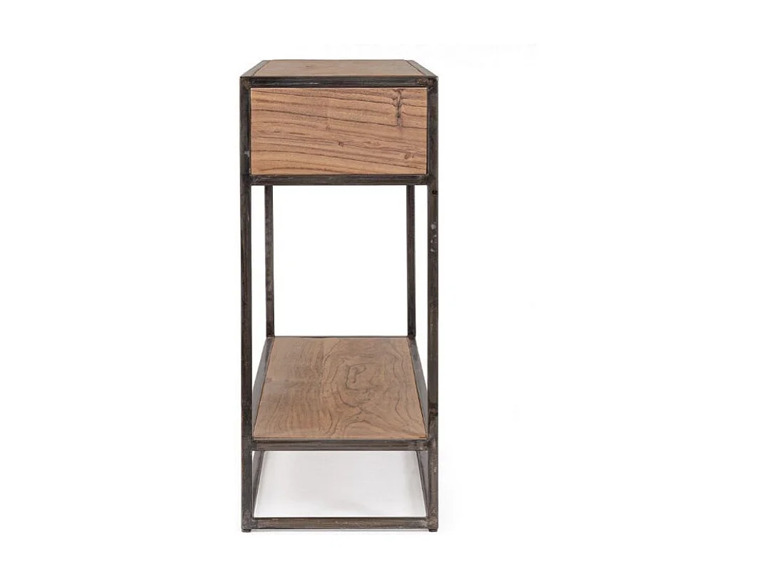 Console industriel 2 tiroirs bois d'acacia et acier marron Palma 175cm