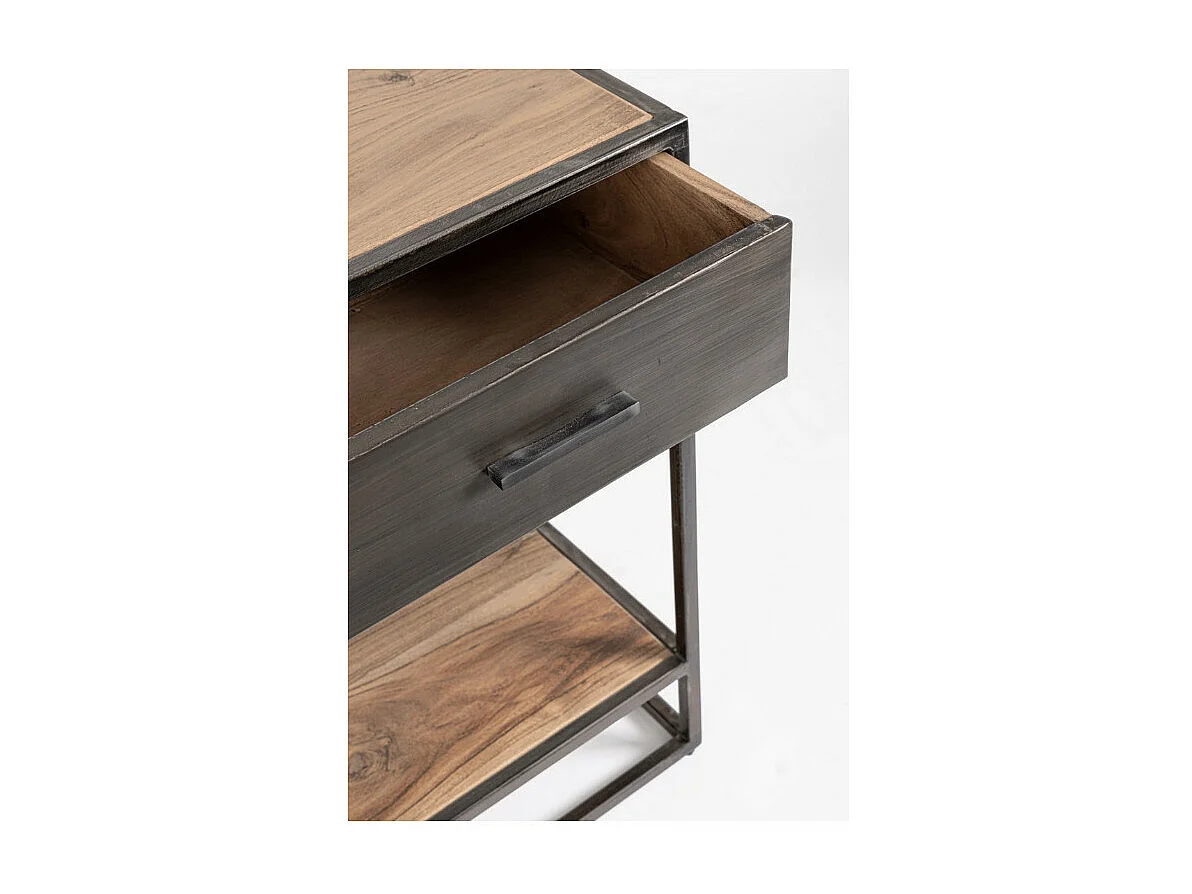 Industriële console 2 lades acaciahout en bruin staal Palma 175 cm