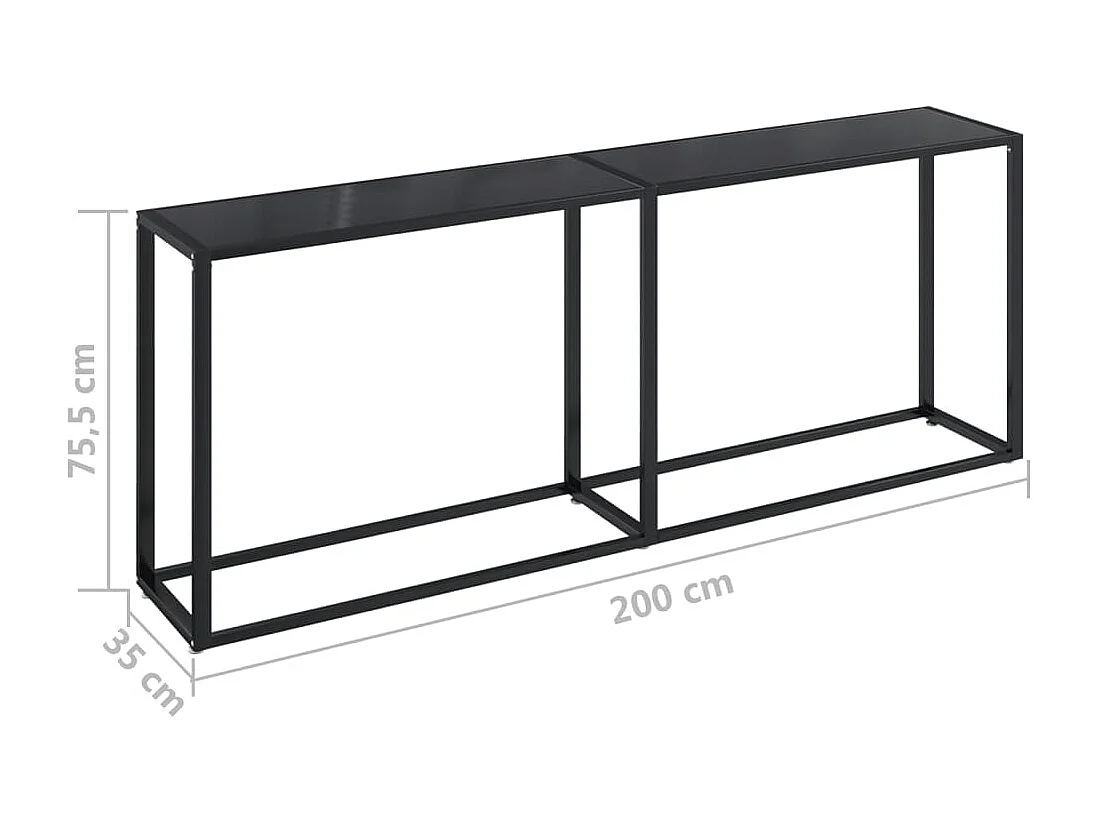 Table console Noir 200x35x75,5 Verre trempé
