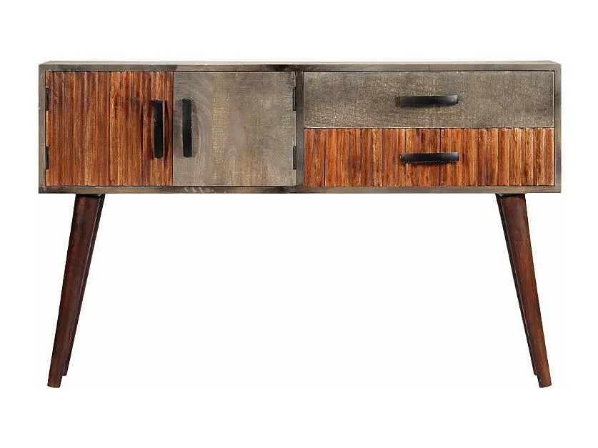 Console 2 portes 2 tiroirs manguier massif gris Nelle