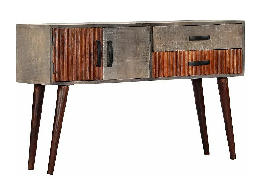 Console 2 portes 2 tiroirs manguier massif gris Nelle