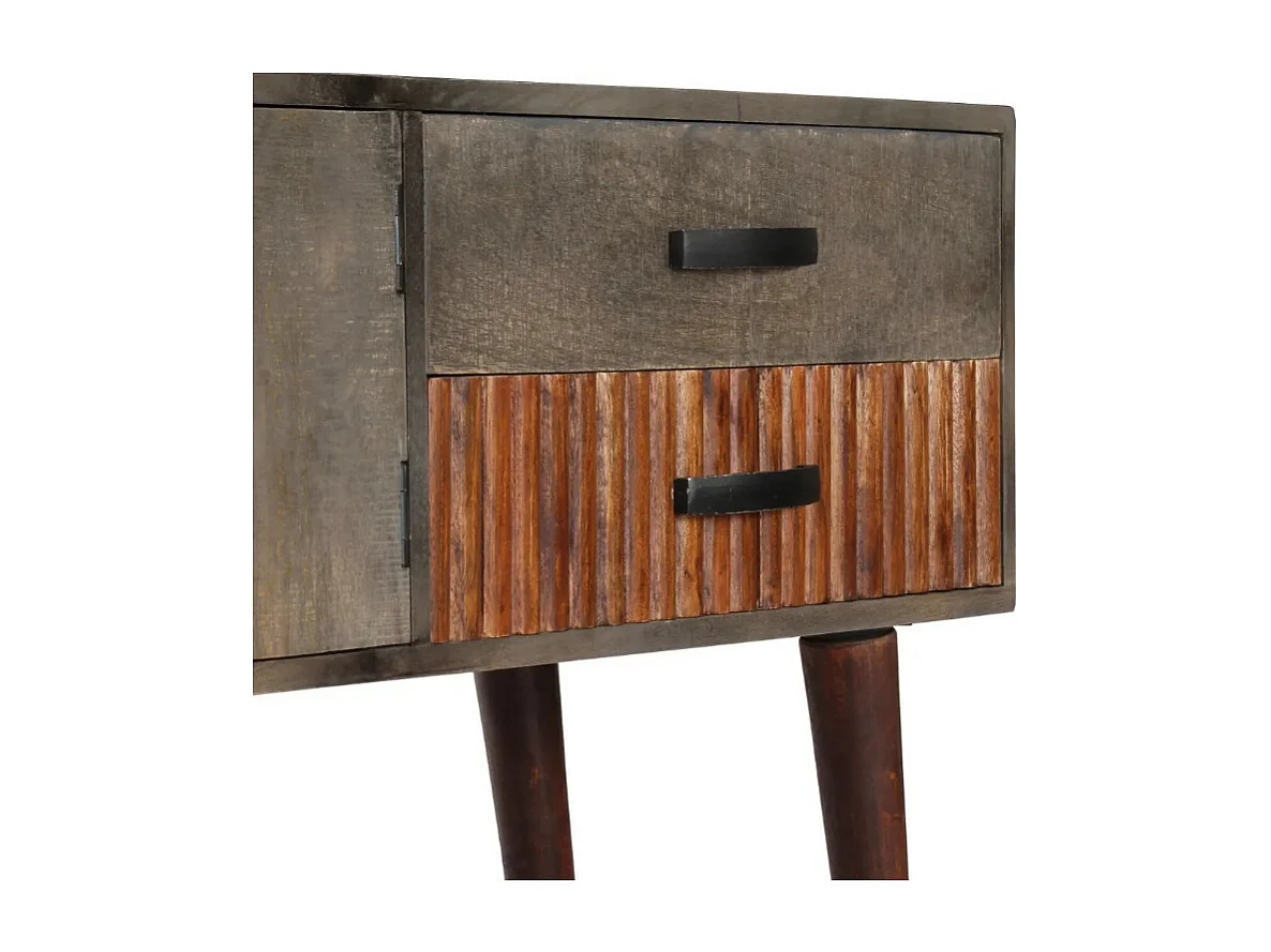 Console 2 portes 2 tiroirs manguier massif gris Nelle