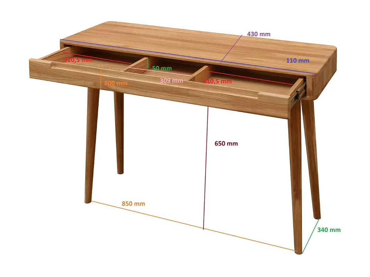 Dezira massief eikenhouten console 110 cm