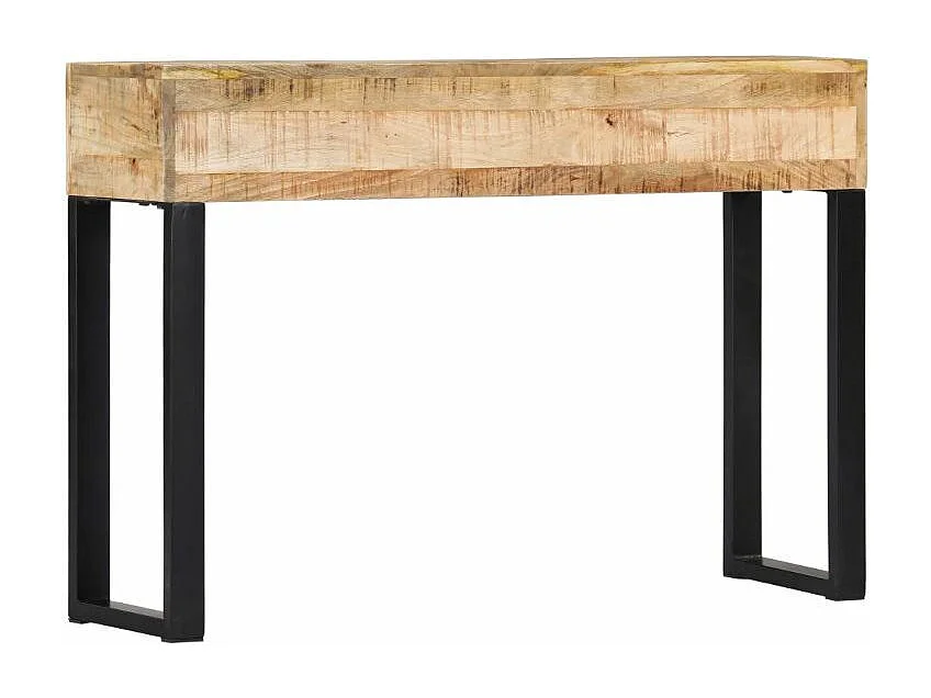 Console 2 tiroirs manguier massif clair et métal noir Maneci