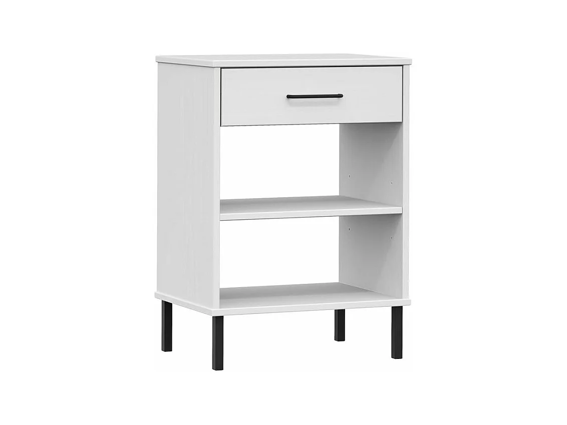 Armoire console avec pieds en métal Blanc Bois pin massif OSLO