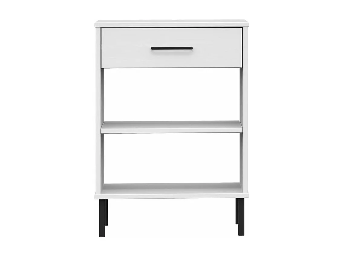 Armoire console avec pieds en métal Blanc Bois pin massif OSLO