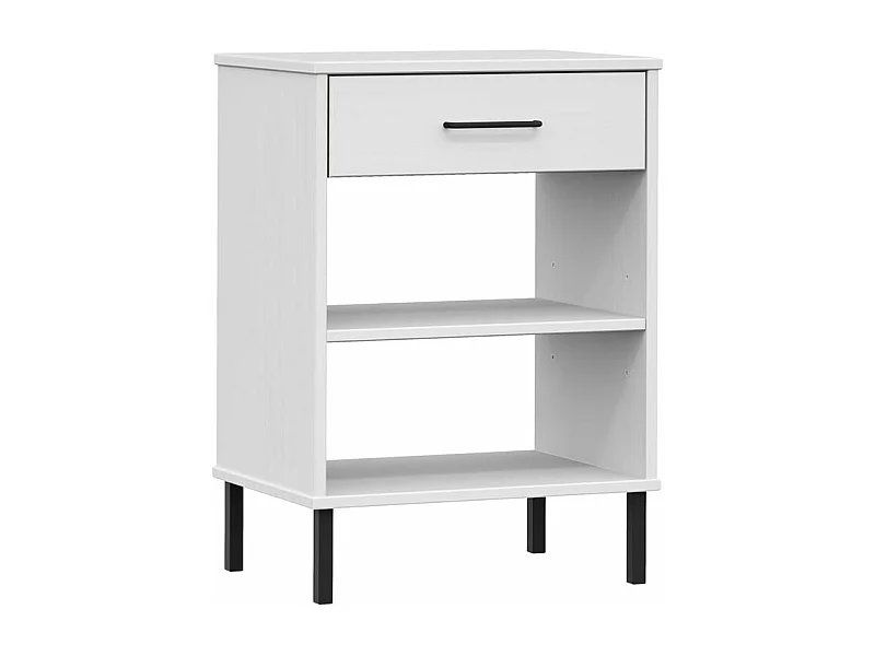 Armoire console avec pieds en métal Blanc Bois pin massif OSLO