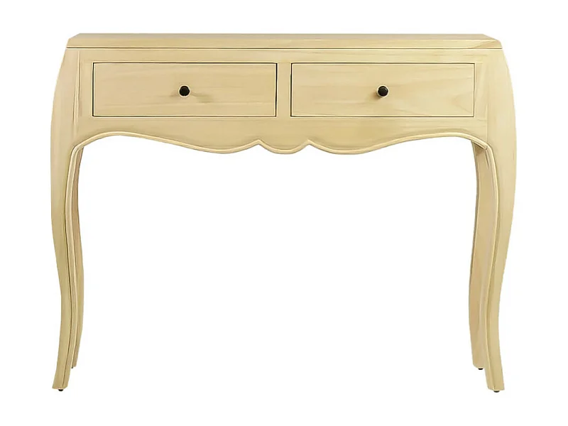 Console en bois massif naturel 2 tiroirs Kindo 105cm
