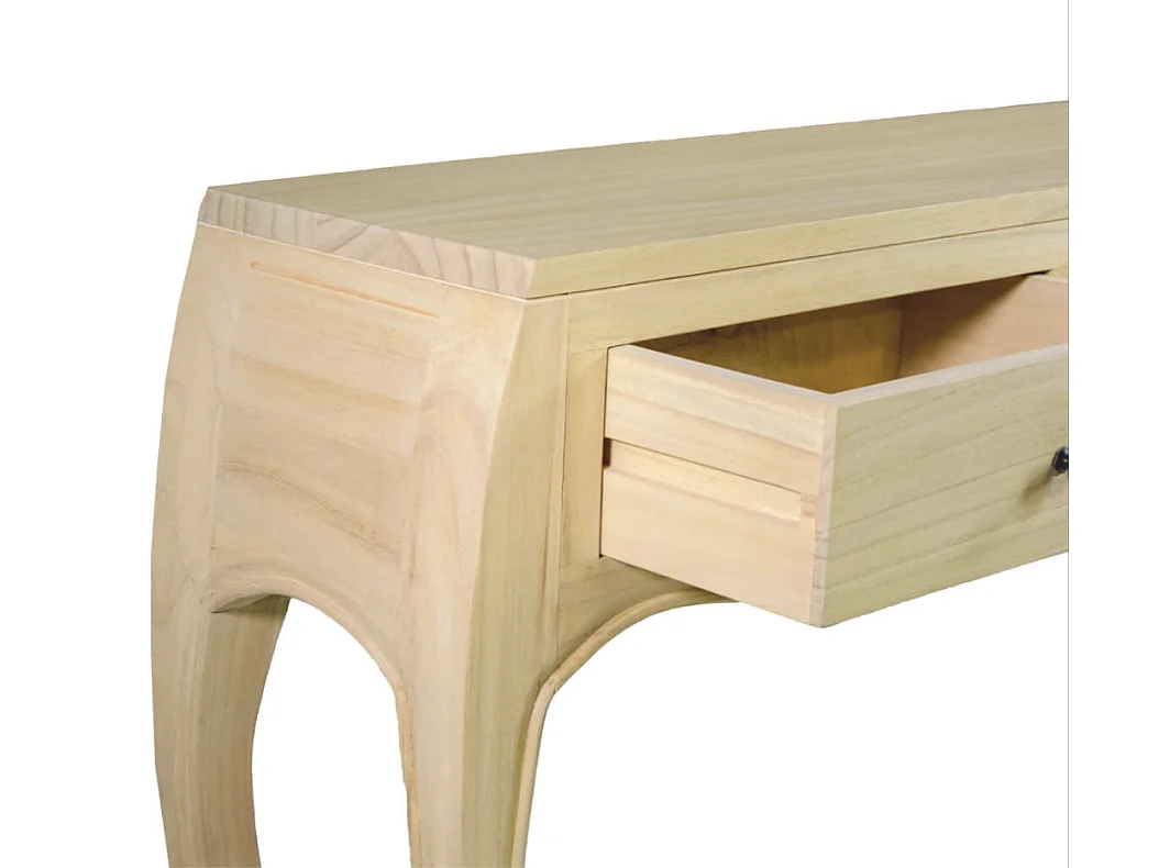 Console en bois massif naturel 2 tiroirs Kindo 105cm