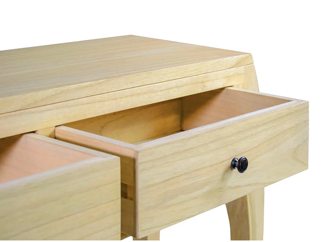 Console en bois massif naturel 2 tiroirs Kindo 105cm