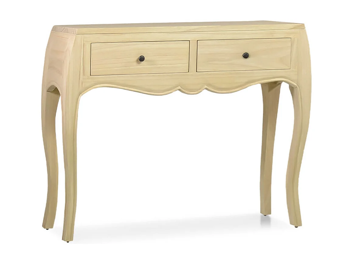 Consola Kindo madera maciza natural 2 cajones 105 cm