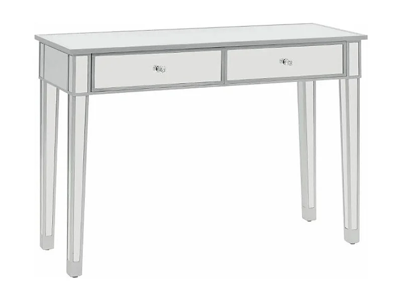 Console 2 tiroirs miroir et bois blanc brillant Glossy