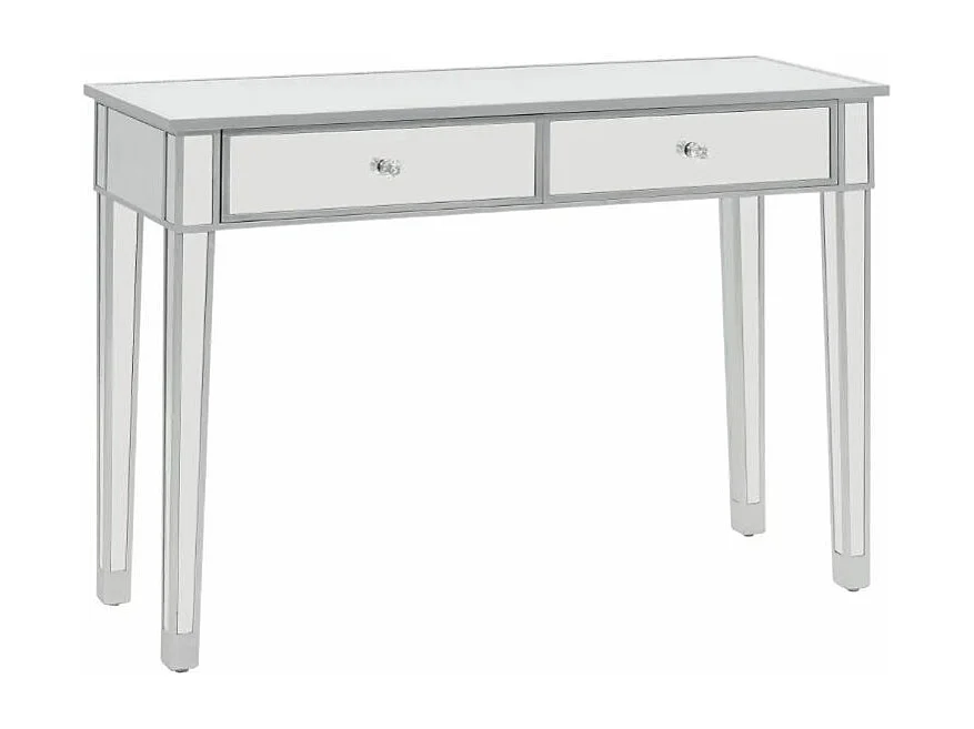 Console 2 tiroirs miroir et bois blanc brillant Glossy