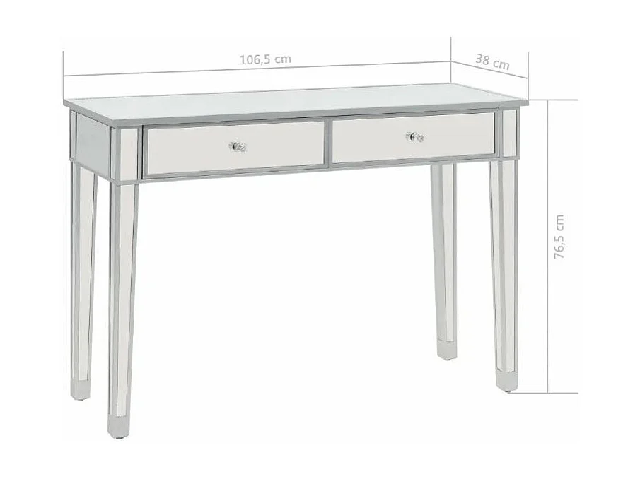 Console 2 tiroirs miroir et bois blanc brillant Glossy