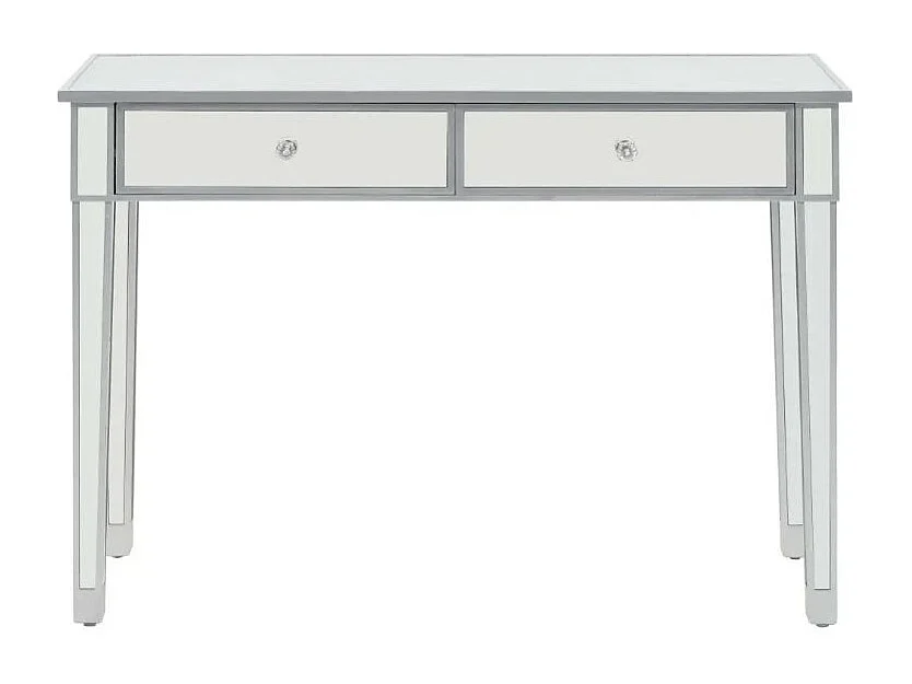 Console 2 tiroirs miroir et bois blanc brillant Glossy