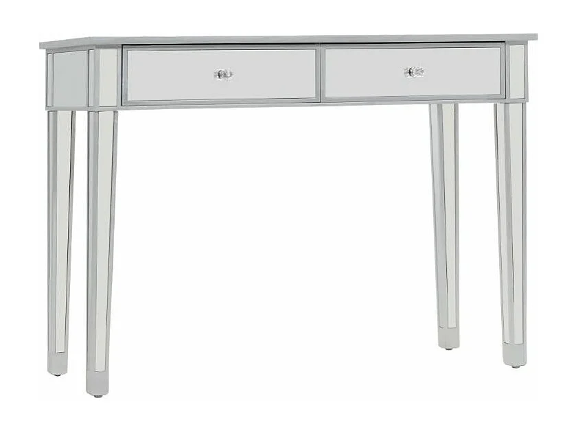 Console 2 tiroirs miroir et bois blanc brillant Glossy