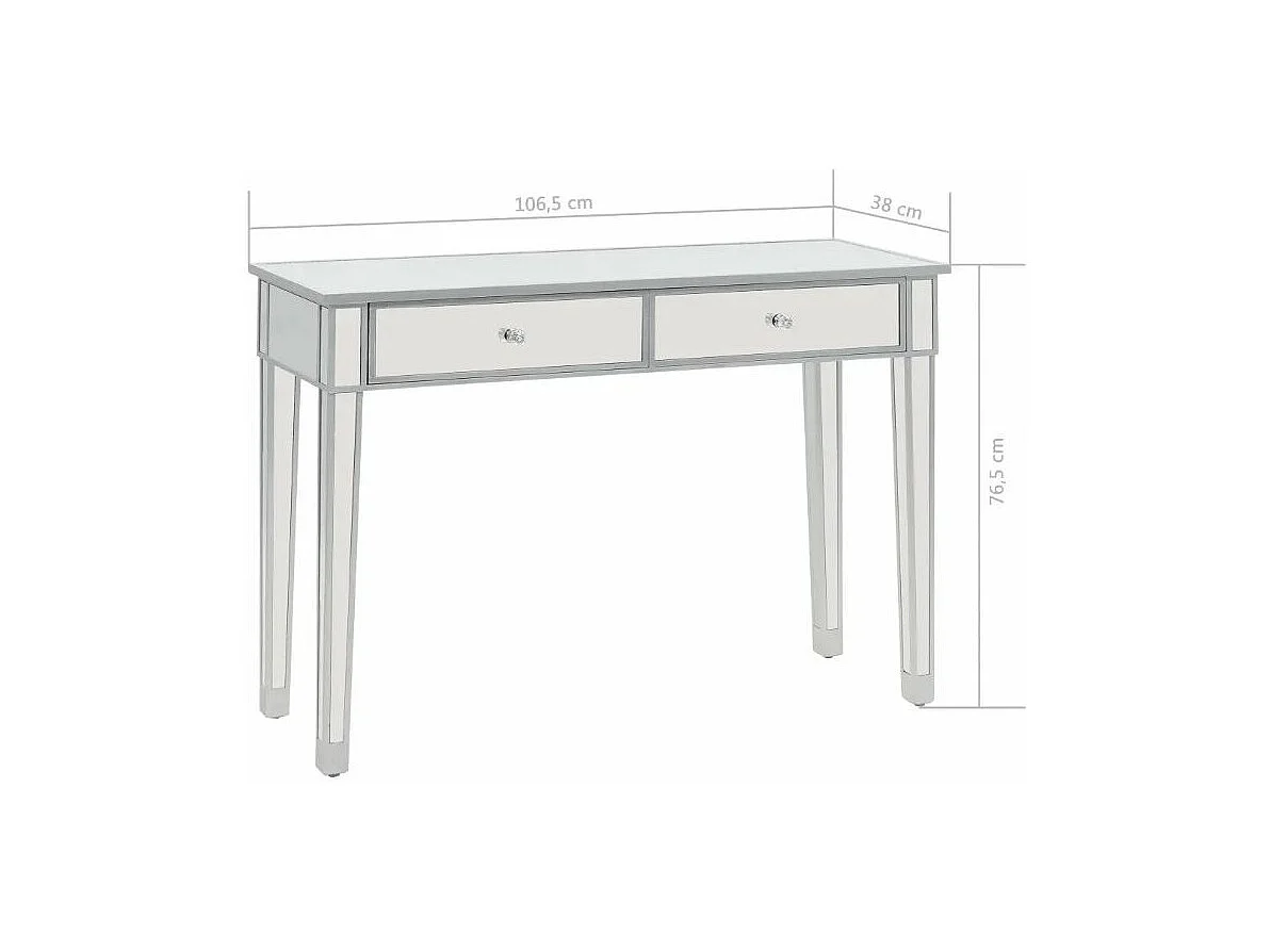 Console 2 tiroirs miroir et bois blanc brillant Glossy