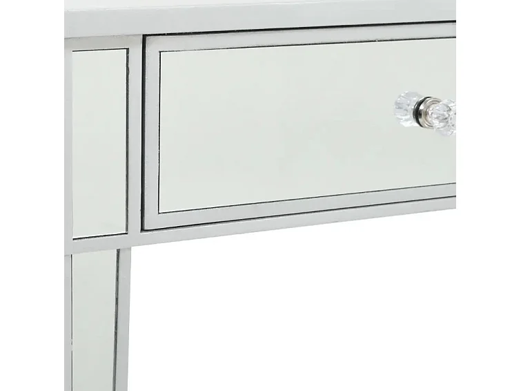Console 2 tiroirs miroir et bois blanc brillant Glossy