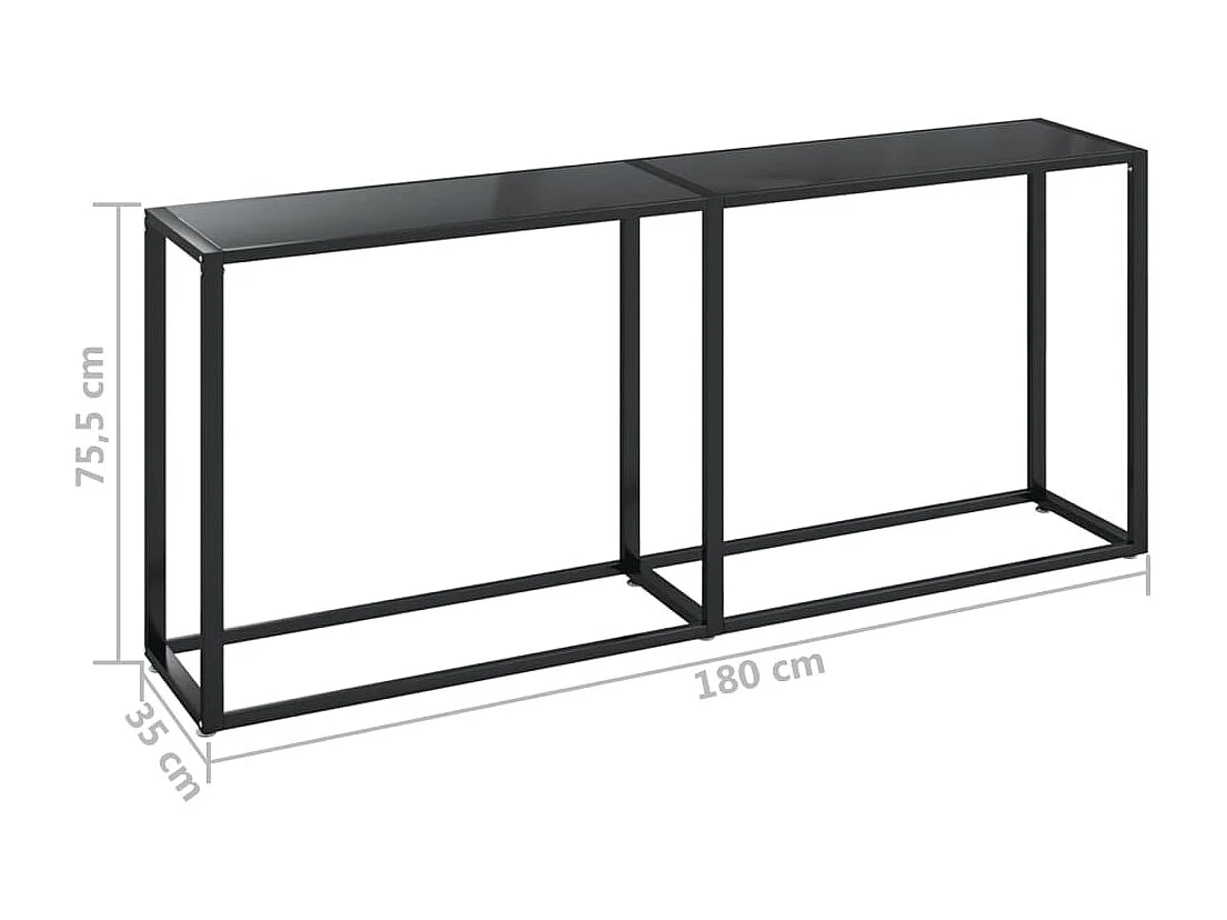 Table console Noir 180x35x75,5 Verre trempé