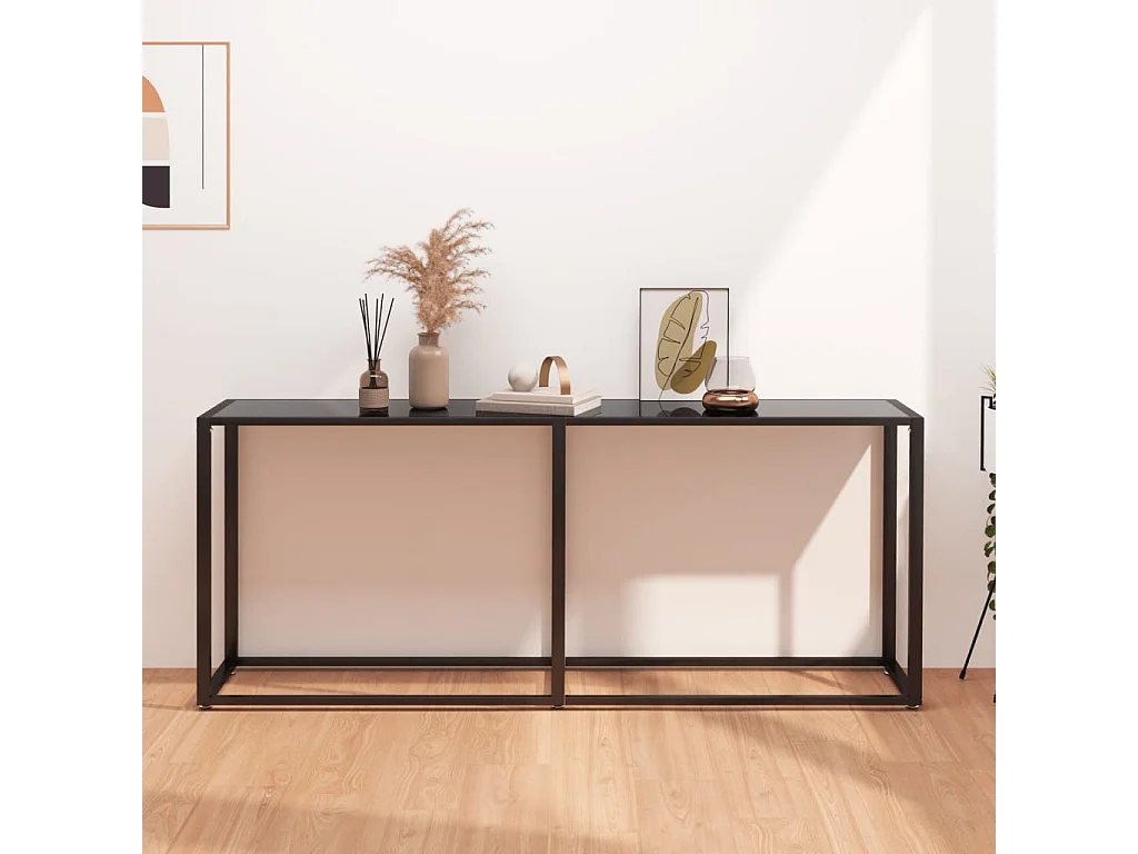 Table console Noir 180x35x75,5 Verre trempé