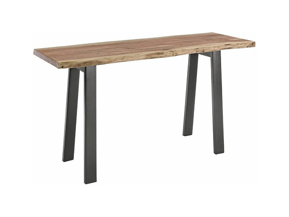 Console bois d'acacia et pieds acier gris Denia 130cm