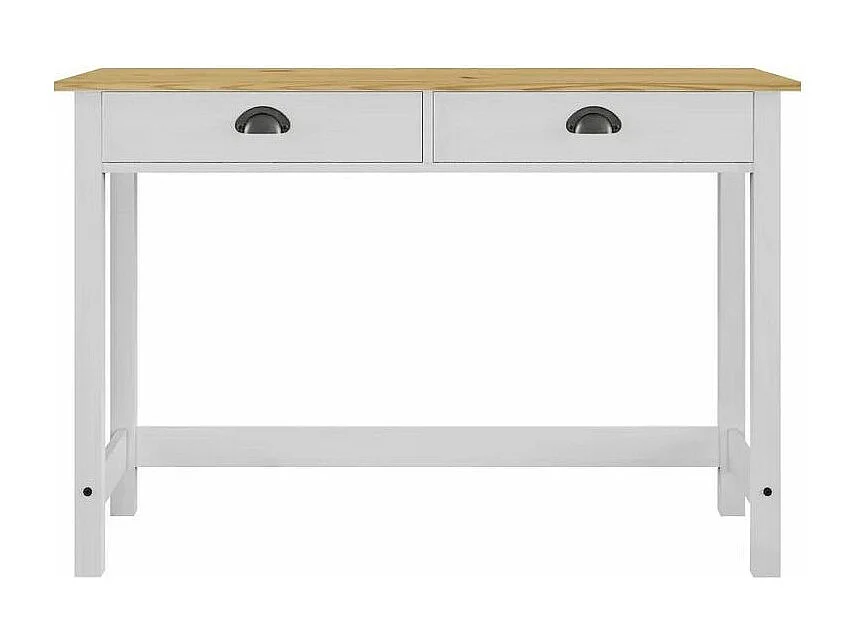 Console 2 tiroirs pin massif clair et blanc Ranny